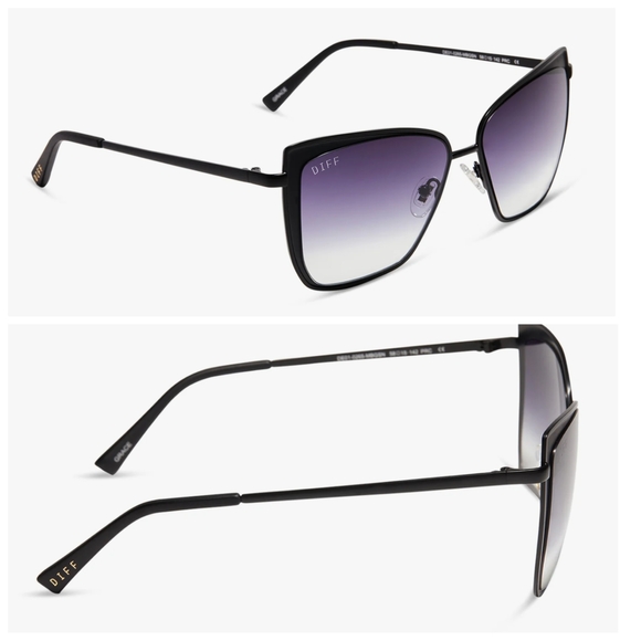 Diff "Grace" Matte Black Gradient Sunglasses - Picture 2 of 3